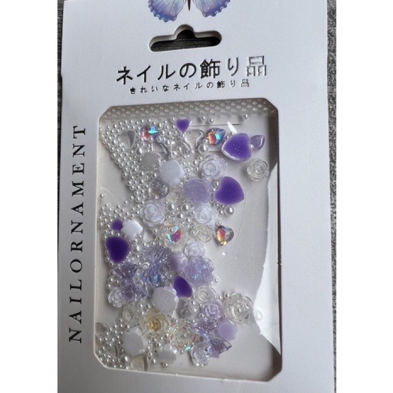 Khay phụ kiện hoa thạch nail mix 6 màu rất xinh – hoa thạch nhí nail mix bi trang trí móng phong cách Hàn Nhật