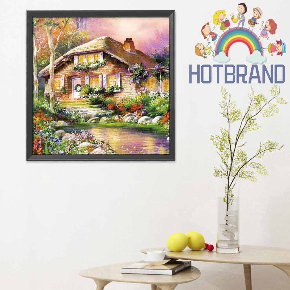 Bộ Tranh Thêu Chữ Thập 11ct Tự Làm 40x40cm Hình Ngôi Nhà