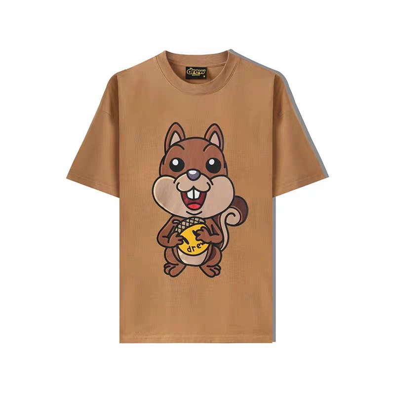 Áo Phông DREW Form Rộng Basic, Áo Thun Tay Lỡ Nam Nữ Unisex Chất Liệu Cotton Họa Tiết Con Sóc