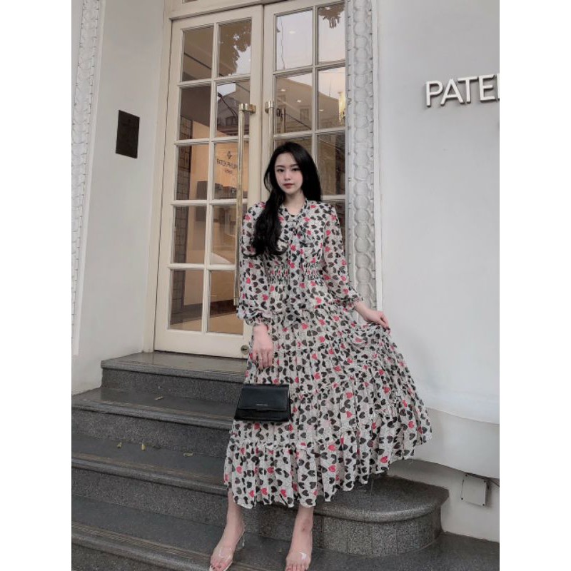 Váy Đi Biển Đi Dạo Ngày Hè Họa Tiết Hình Tim | BigBuy360 - bigbuy360.vn