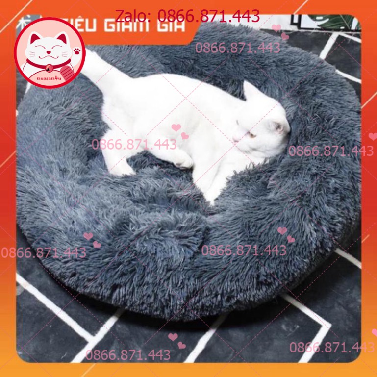 ⚡𝐅𝐑𝐄𝐄𝐒𝐇𝐈𝐏⚡  Nệm tròn bằng vải lông cho chó mèo - petshop số 01