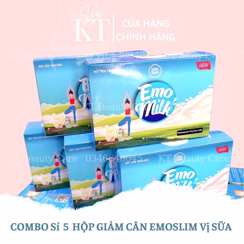 Combo Sỉ 5 HỘP SỮA  EmoSlim  [ FreeShip + Quà ]   chính hãng sữa tách béo  collagen  giam can slim  emoslim