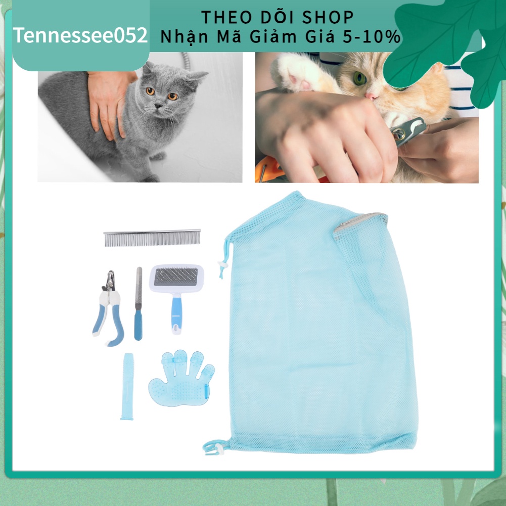 [Hàng Sẵn] Bộ Dùng Cụ làm sạch làm đẹp Cho Mèo - Túi Lưới Tắm Cho Mèo Đa Năng Tiện Dụng【Tennessee052】