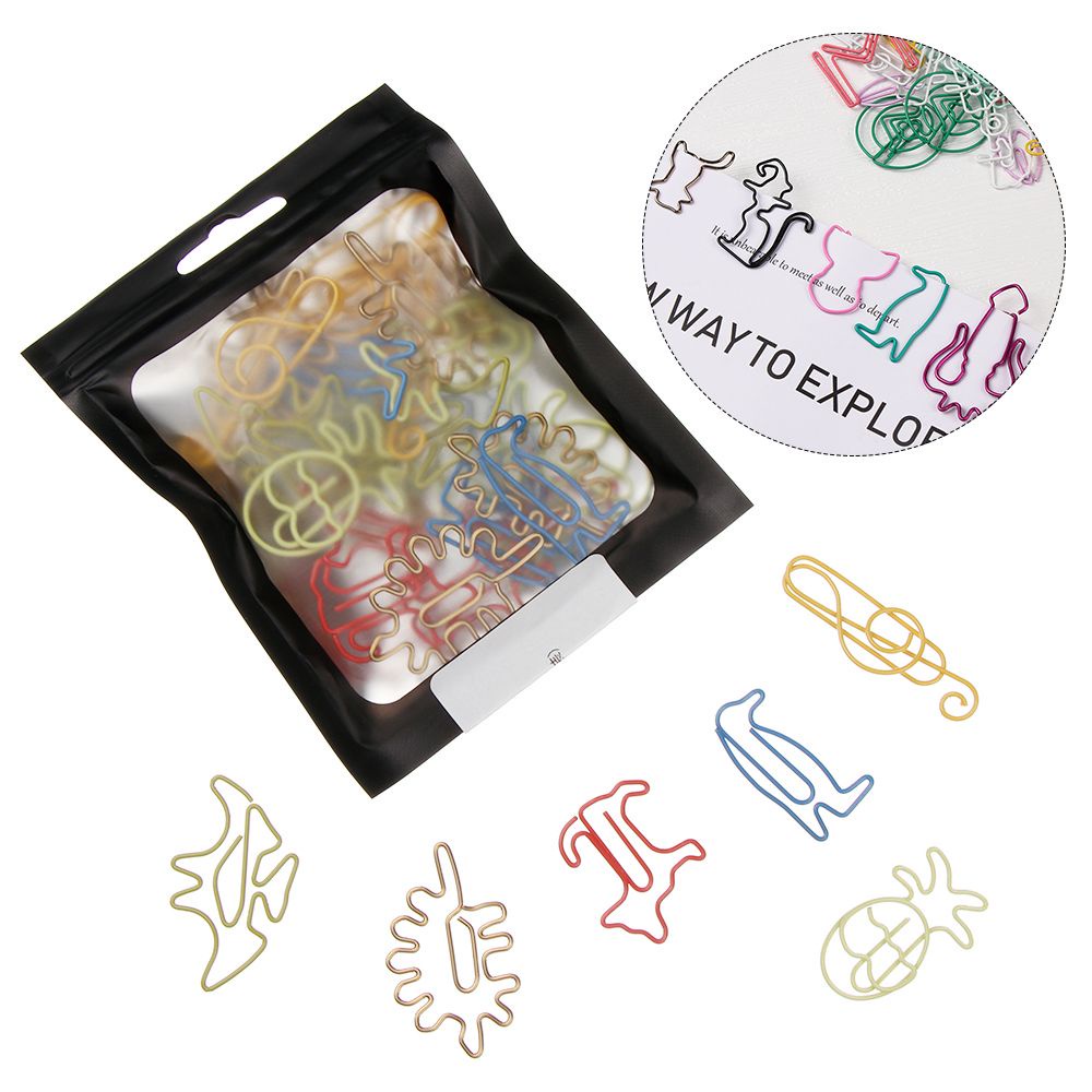 Set 30 Kẹp Giấy Bằng Kim Loại Hình Dạng Đặc Biệt Màu Sắc Ngẫu Nhiên