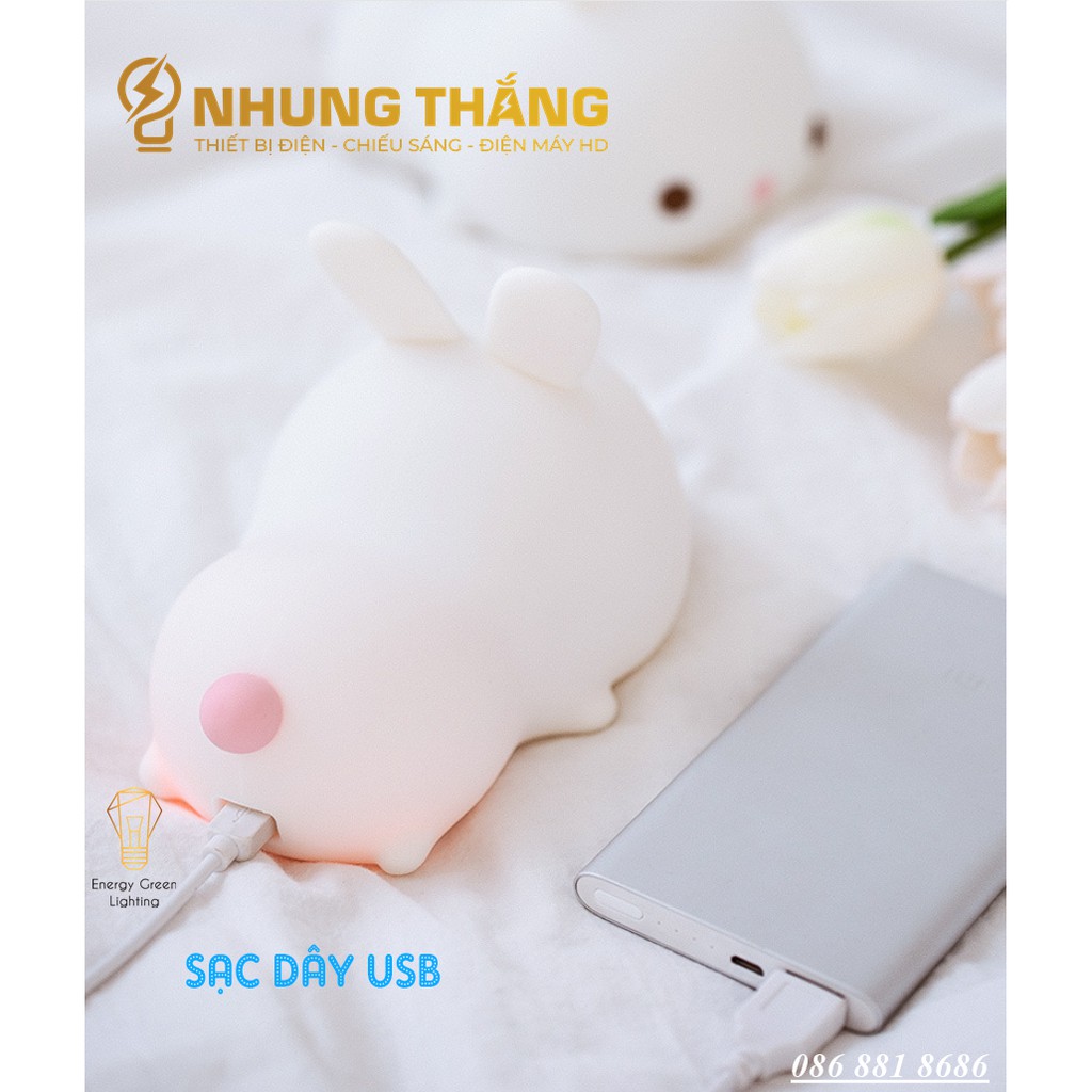 Đèn Ngủ Hình Chú Thỏ Xinh Xắn Dễ Thương WH-A13 - Thay Đổi Màu Sắc Tùy Thích - Silicon Mềm Mại Siêu Bền-Pin Sạc Tích Điện