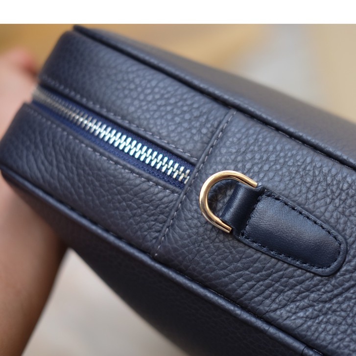 LEO briefcase- Cặp laptop MINK da bò thật nguyên tấm lớp 1 cao cấp màu xanh navy IS85-71