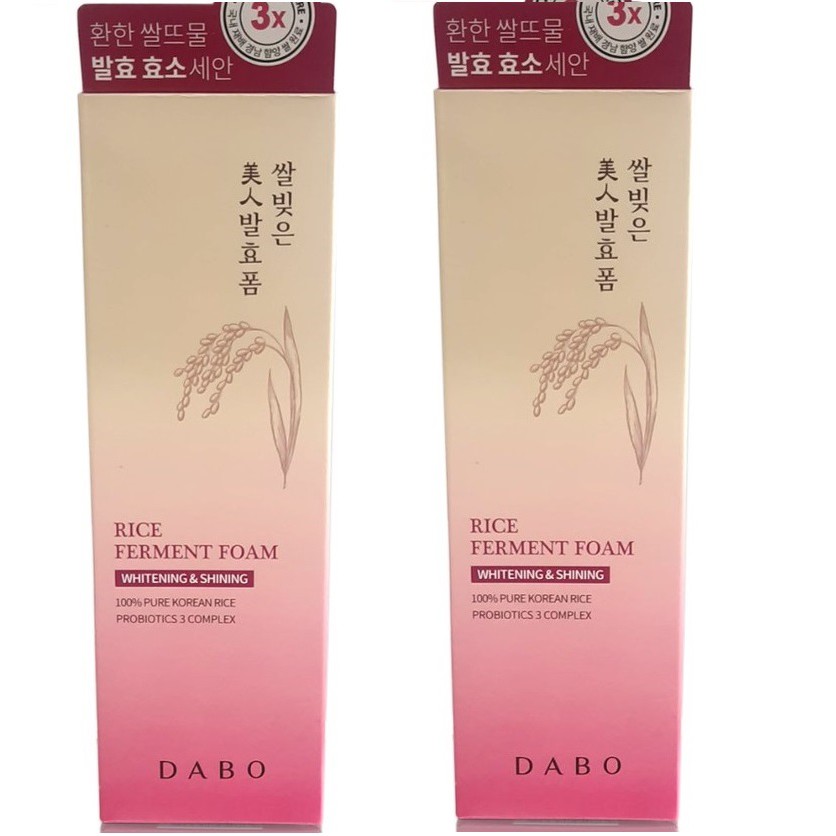 Combo 2 sữa rửa mặt gạo trắng da Dabo Ferment Foam 180ml/ Hộp Hàn quốc- Hàng chính hãng