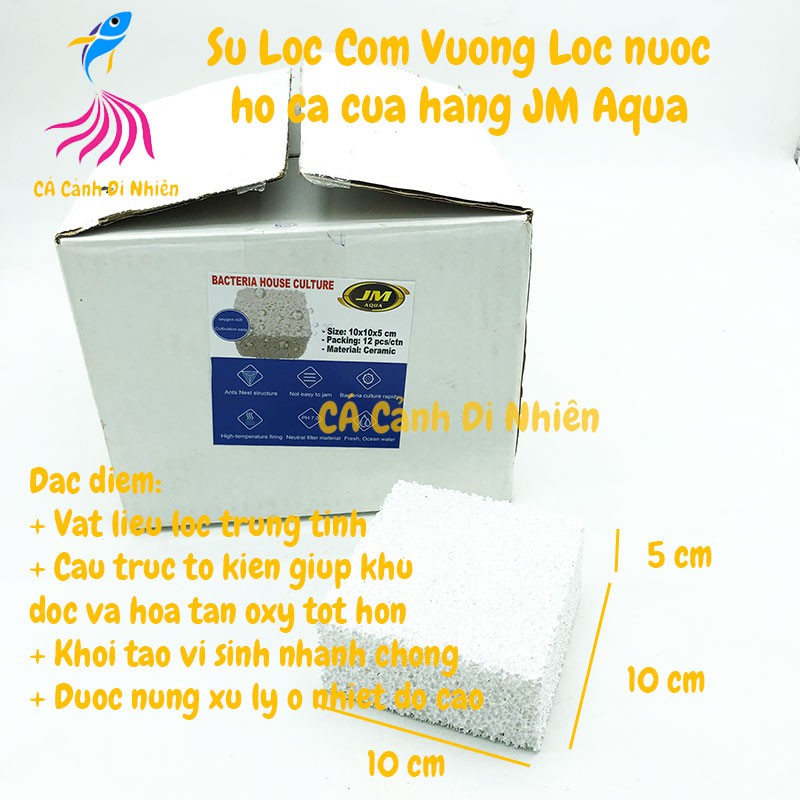 Sứ lọc cốm vuông BACTERIA HOUSE Culture lọc nước hồ cá JM AQUA 10x10x5cm
