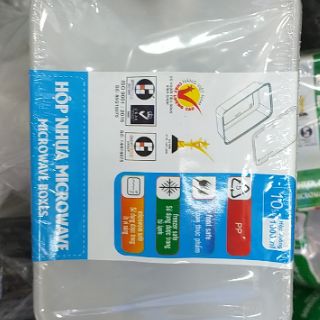 Combo 10 hộp nhựa chữ nhật cao cấp kèm nắp (dùng được trong lò vi sóng)