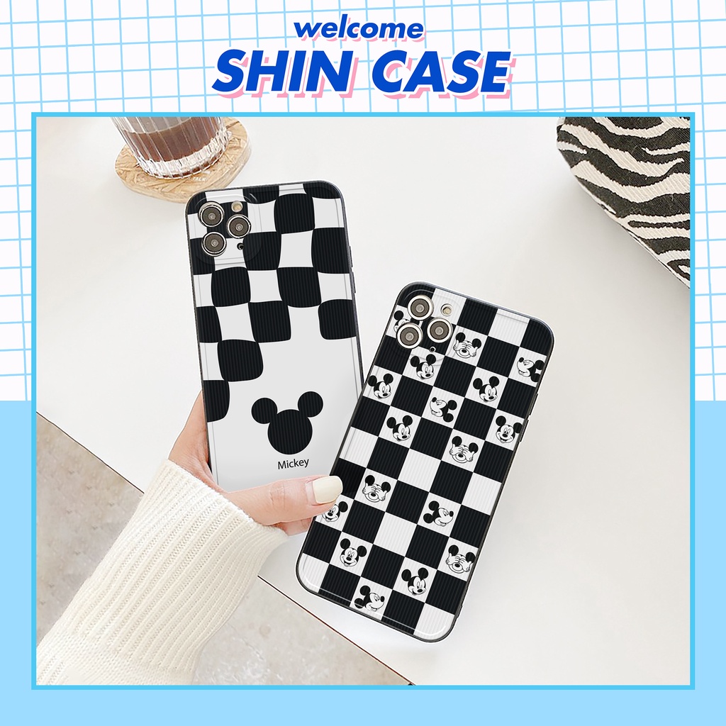 Ốp lưng iphone Mickey Checked trong cạnh vuông 6/6plus/6s/6splus/7/7plus/8/8plus/x/xr/xs/11/12/13/pro/max/plus/promax