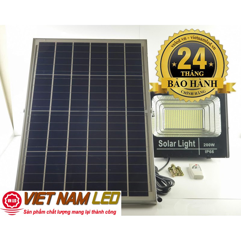 ĐÈN PHA LED NĂNG LƯỢNG MẶT TRỜI 200W SOLAR LIGHT, PIN 42Ah, CHÍNH HÃNG VIETNAMLED đt 0936395395