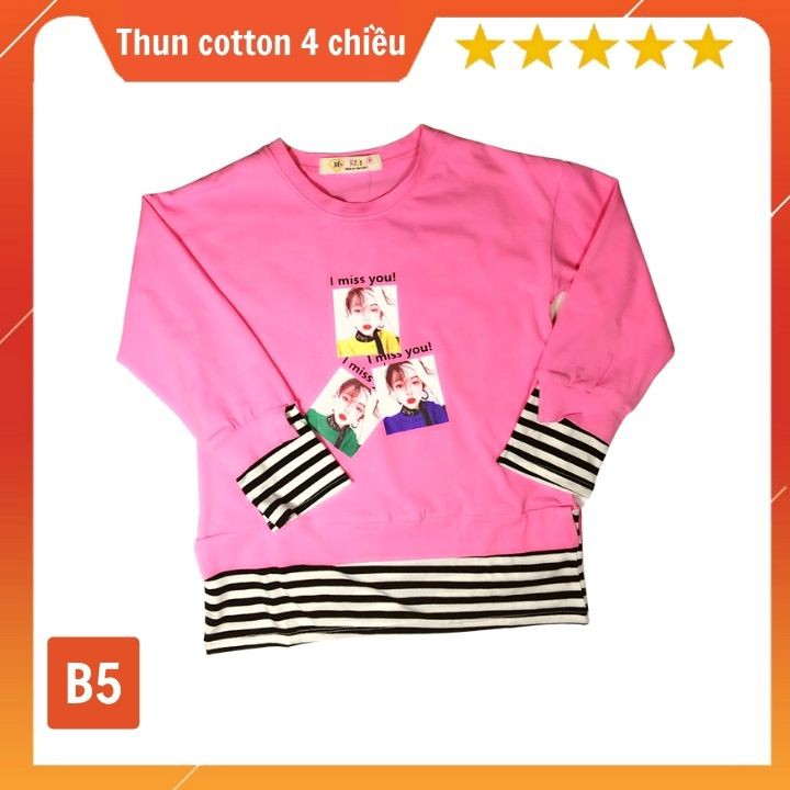 Đồ Bộ Tay Dài Bé Gái Hình cô gái Xinh Xắn từ 27-47kg. Chất thun cotton mát mịn- Tomchuakids