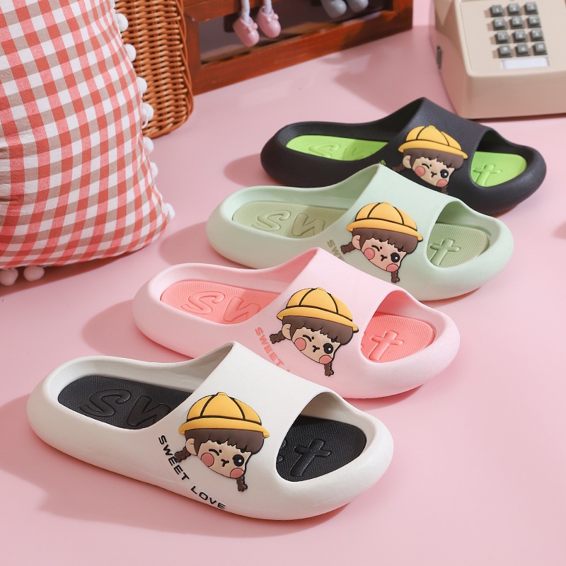 Dép sandal RENBEN đi trong nhà đế dày thoải mái chống trượt họa tiết hoạt hình thời trang cho nữ