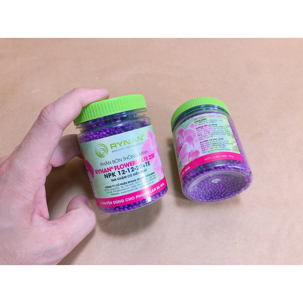 Phân tan chậm thông minh 150g Rynan 220 NPK 12-12-20 dùng cho các loại hoa cây trồng kiểng lá cây ăn quả