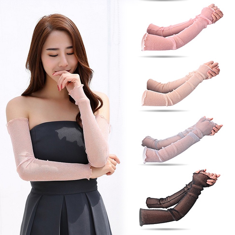 Vỏ Bọc Cánh Tay Chiffon Phối Ren Chống Tia UV Thời Trang Mùa Hè Cho Nữ