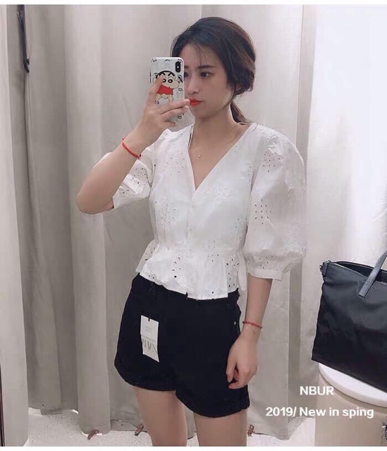 Áo zara thêu hoa trắng hè xuất xịn