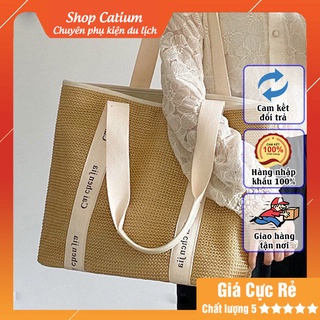 Túi bố cói dây vải đeo vai, miệng túi có khóa séc mang đi chơi tiện lợi đựng được nhiều đồ, lỗi 1 đổi 1