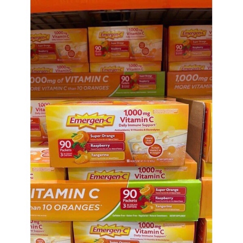Bột hòa tan bổ sung Vitamin C tăng cường sức đề kháng Emergen-C 90 gói( 3 vị)