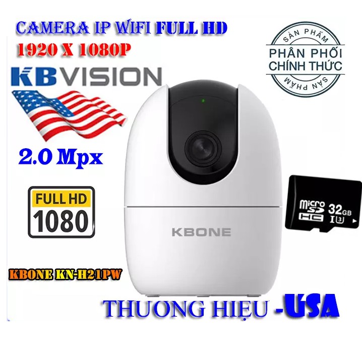 KÈM THẺ 32G Camera KBONE 2.0 MPX Xoay 360° Chính Hãng KBVISION - Tiếng Việt - Di Chuyển Theo Người - Bảo Hành 5 năm | WebRaoVat - webraovat.net.vn