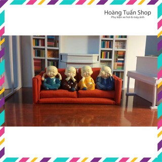 Bộ 4 tượng tứ không chú tiểu hòa thượng loại 1 TẶNG MIẾNG CHỐNG TRƯỢT ĐỂ TAPLO