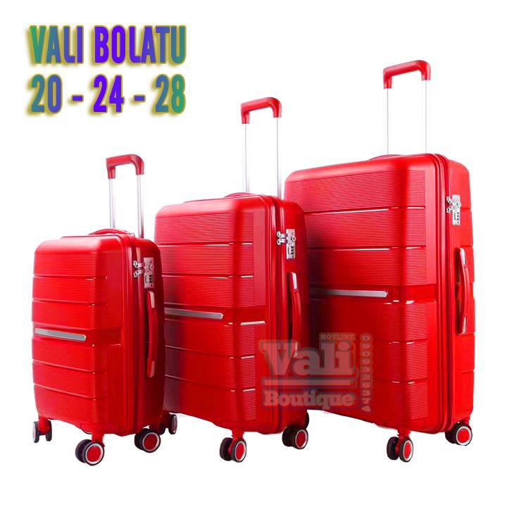 Vali kéo nhựa PP cao cấp Bolatu - Đỏ - Size 20, 24, 28.