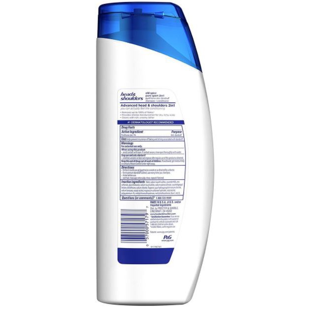 Dầu Gội, Xả Head &amp; Shoulders Men Advanced Series Pure Sport Old Spice 2in1 Pyrithione Zinc Dandruff Shampoo+Conditioner