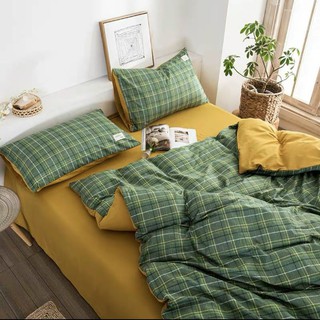 SET CHĂN GA GỐI Cotton TC kẻ trẻ trung 4 món mềm mịn