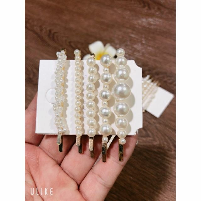 sét 5 kẹp tóc đính hạt trẻ trung phong cách hàn