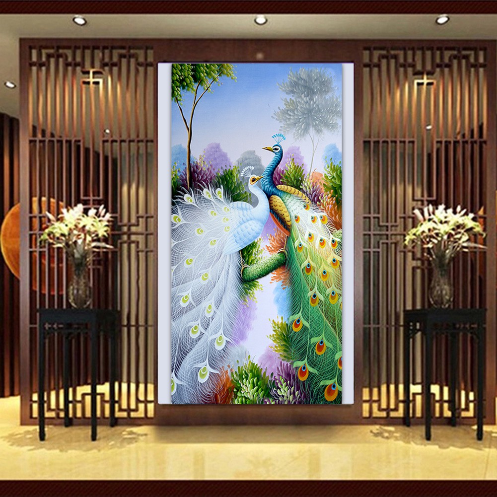 Tranh đính đá 5D họa tiết chim công chuyên dụng cho trang trí nội thất | BigBuy360 - bigbuy360.vn