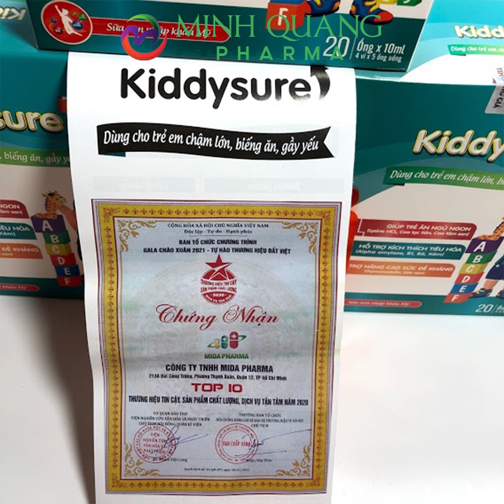 Siro ăn ngon KIDDYSURE giúp bé ăn ngon, ngủ ngon, tiêu hoá tốt, tăng cân, tăng sức đề kháng hộp 20 ống