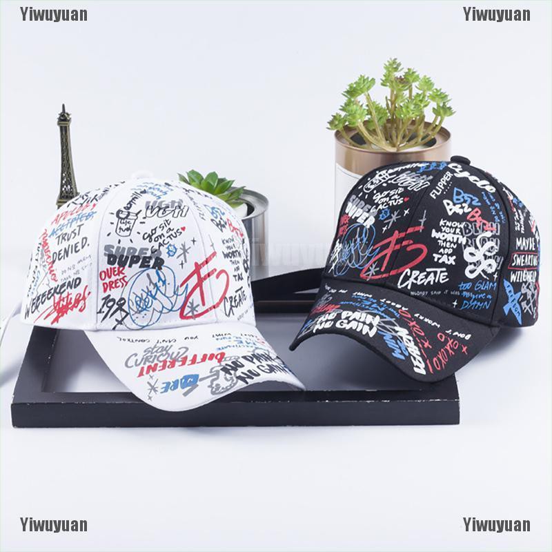 YiwuyuanMen Women Letter Graffiti Snapback Baseball Ball Cap Outdoor SportHat Adjustable