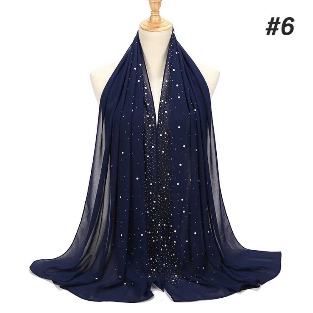 Khăn trùm đầu đính ngọc trai giả phong cách Hồi Giáo cho nữ