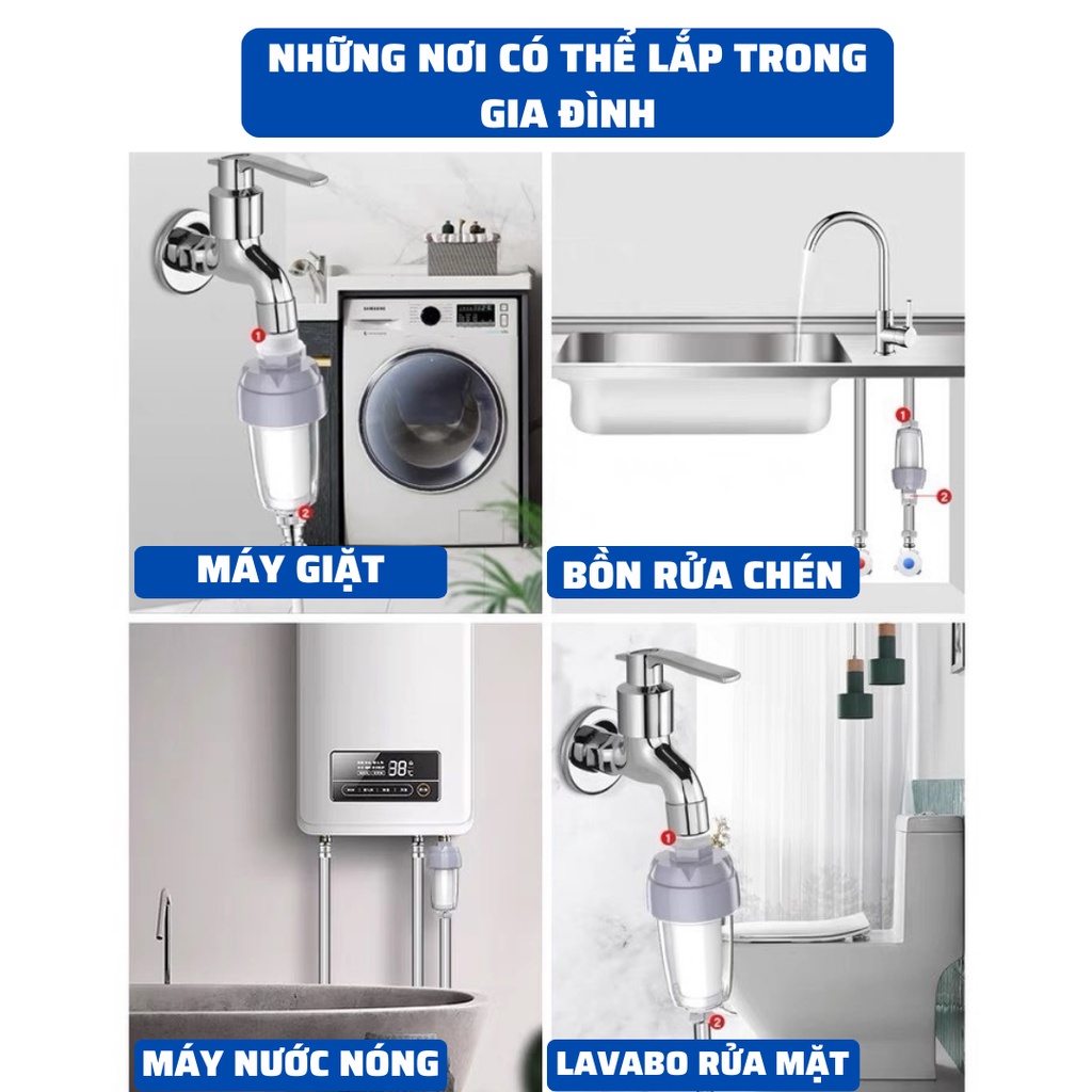 Bộ Lọc Nước Đầu Nguồn Vòi Hoa Sen,Bồn Rửa Chén,Lavabo,Máy Giặt Lọc Siêu Sạch Các Tạp Chất Dễ Dàng Lắp Đặt K195