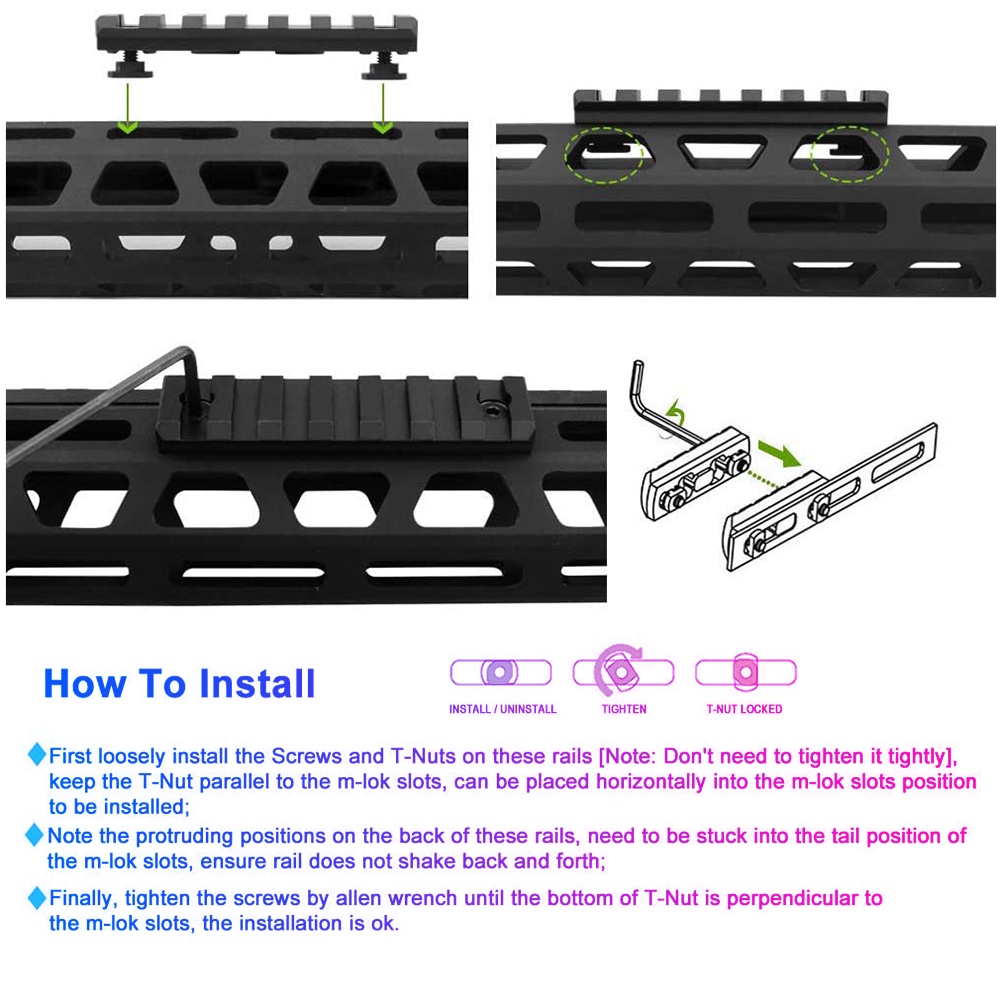 M-Lok Picatinny Rail 5 7 9 11 13 Slots Mlok Scope Mount Weaver Nylon Picatinny Side Rails