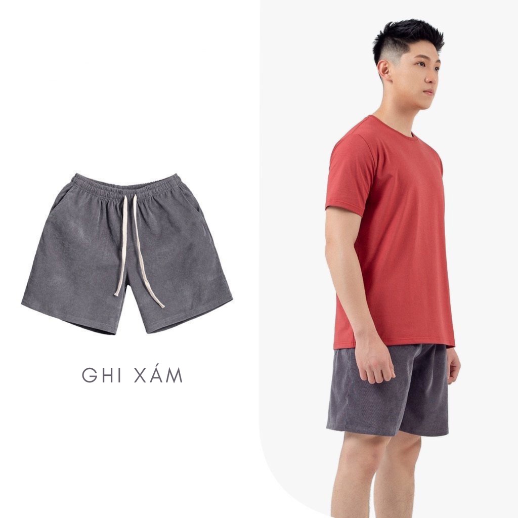 Quần short nam nhung tăm form regular trẻ trung cá tính