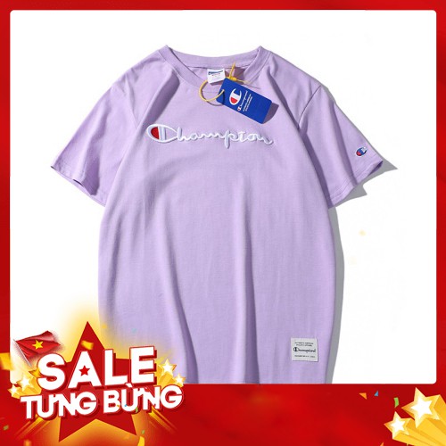 Áo thun nữ ngắn tay thêu chữ champion 3D - Hàng nhập khẩu