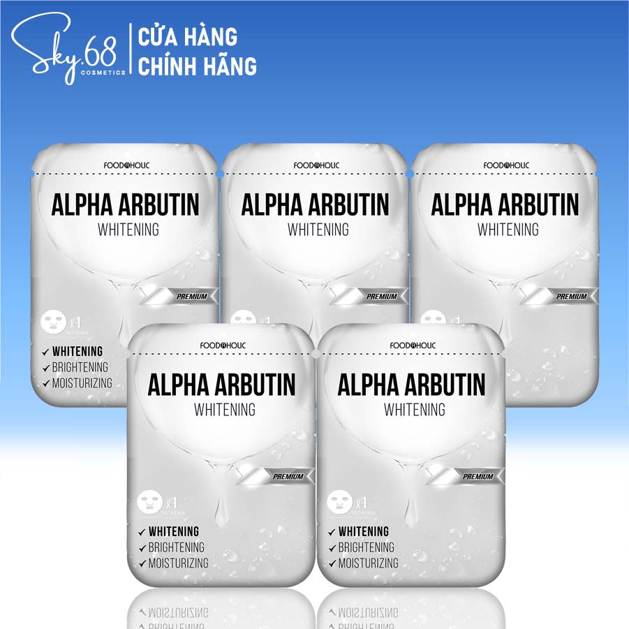 Combo 5 Mặt nạ giấy giúp dưỡng trắng, làm đều màu da Foodaholic Beta Arbutin Whitening Mask 23ml x 5 - BETA ARBUTIN