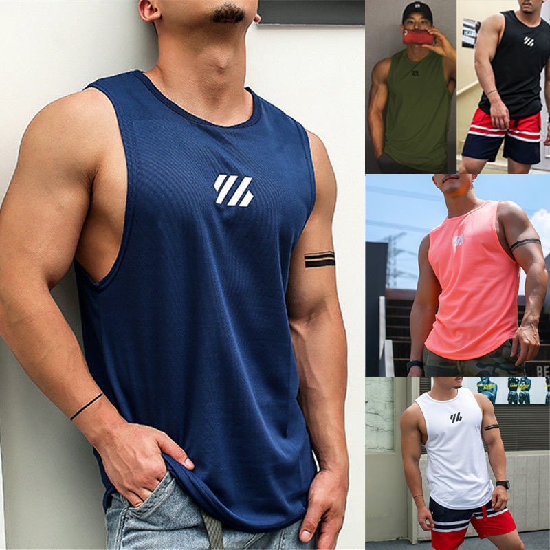 Áo gym áo sát nách nam áo tập tank top nam áo thun ba lỗ nam chuẩn gym nam in hình áo tanktop nam nữ vải lụa cao cấp thoáng mát