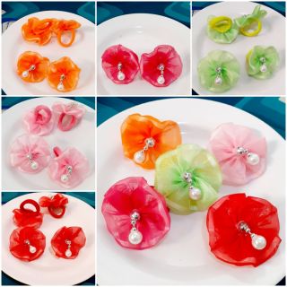 Sét 2 Cột tóc đính vải 1 hạt cho bé