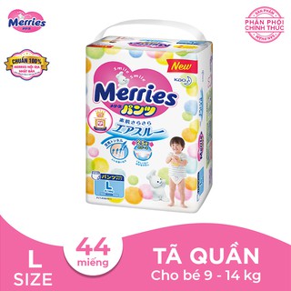 Tã/bỉm quần Merries size L - 44 miếng (Cho bé 9 - 14kg)
