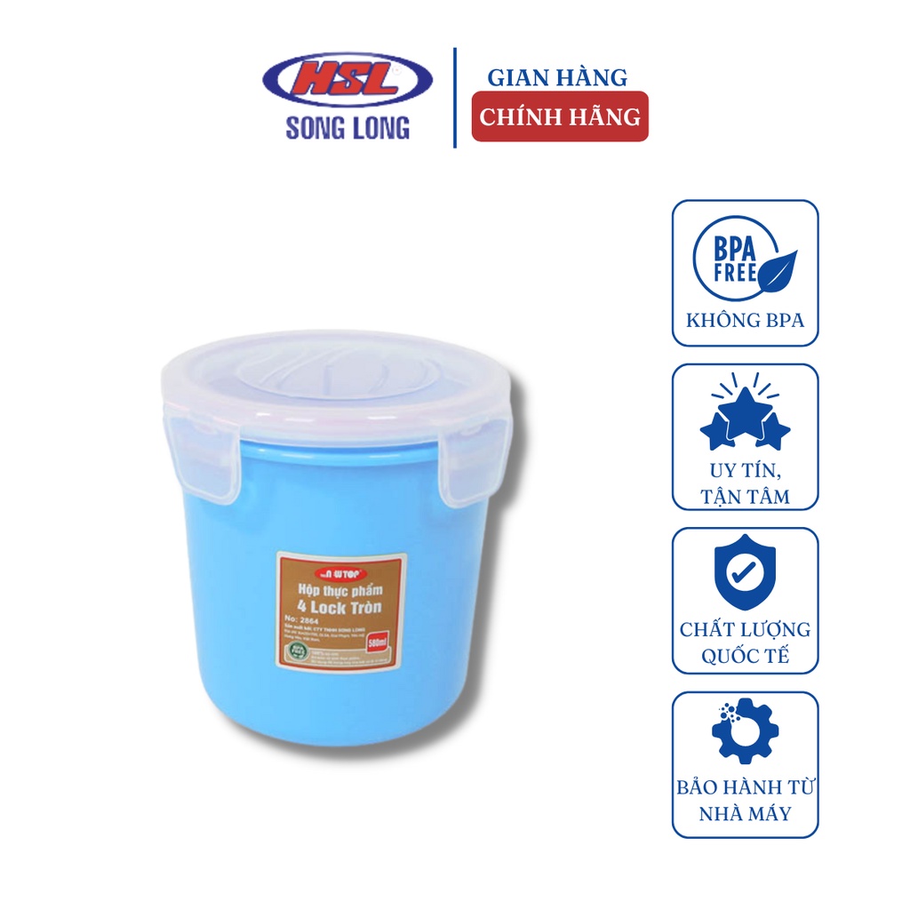 Hộp Thực Phẩm 4 Khóa Tròn SONG LONG HSL 580ml