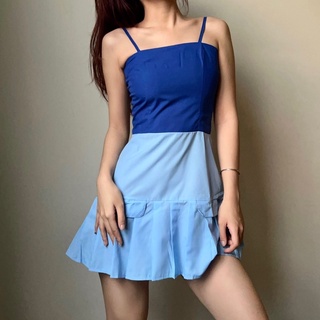 Đầm dây ERRORIST pleated dress xanh