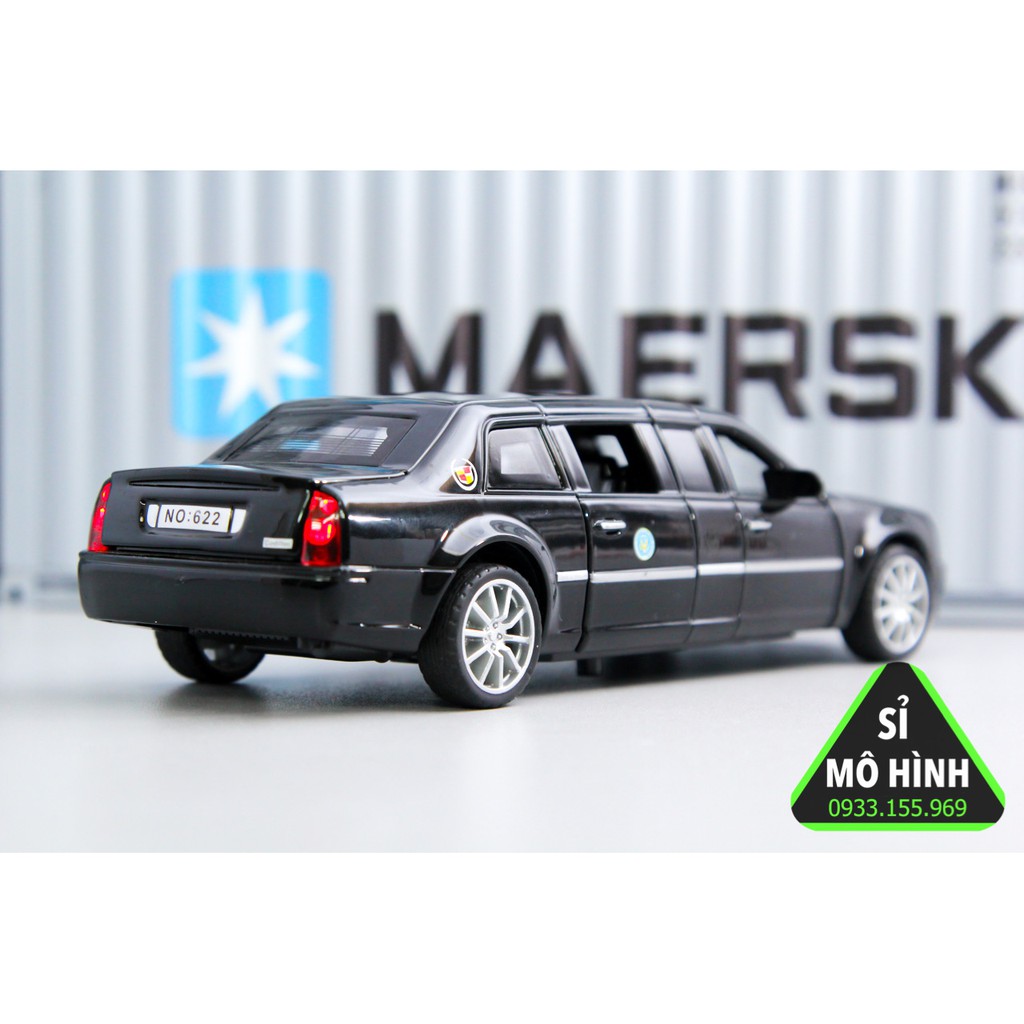 [ Sỉ Mô Hình ] Xe mô hình Limo Cadillac One tổng thống Mỹ mở hết cửa 1:32