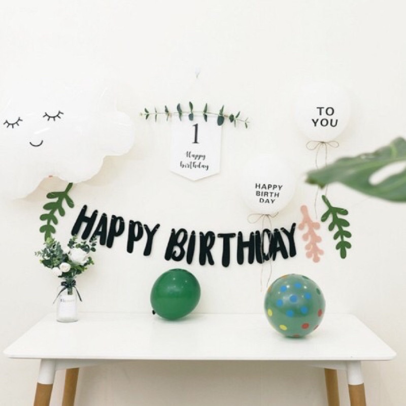 Dây treo vải nỉ Happy Birthday trang trí sinh nhật Hàn Quốc