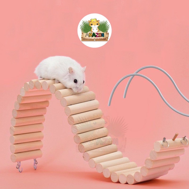 Cầu thang -gỗ uốn cong làm ngăn chuồng hamster
