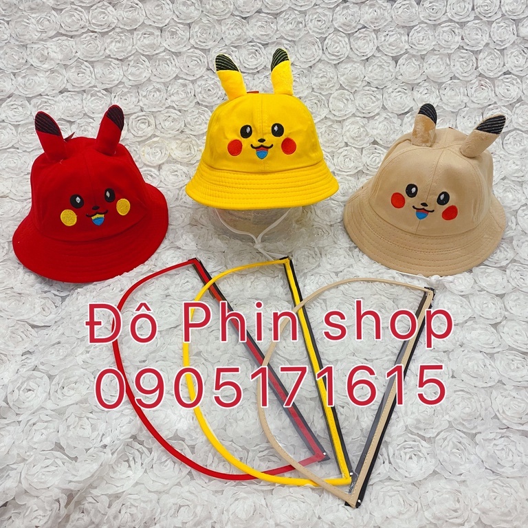 [Bé 2-6 tuổi] Mũ bucket vành chống giọt bắn trẻ em, vòng đầu 51cm, tấm chắn có thể tháo rời, chất mát, có dây quai nón