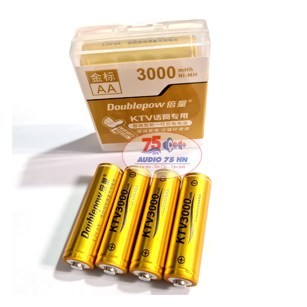 Combo 04 pin Doublepow KTV 3000mAh(vàng) kèm bộ sạc DBP-UK93B chuyên dụng micro Karaoke