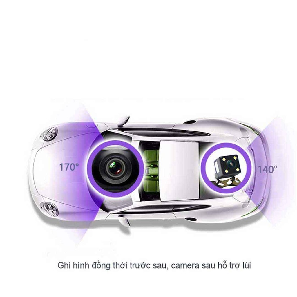 Camera hành trình thông minh FS-25P Dual Lens Camera, kèm camera lùi hồng ngoại- Màn hình cảm ứng 5inch