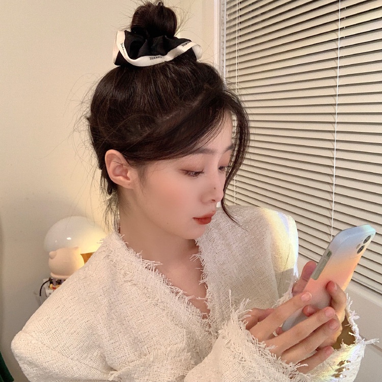 Dây Cột Tóc Đuôi Ngựa Cỡ Lớn In Chữ Phong Cách Hàn Quốc