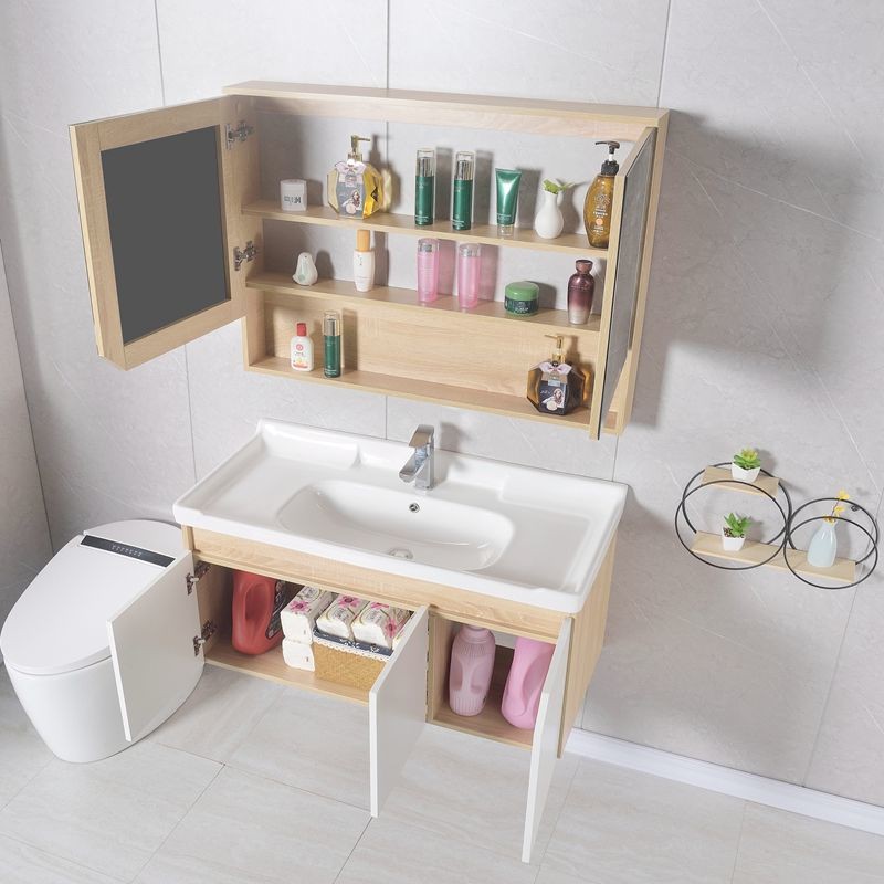 Hiện đại và đơn giản Bắc Âu log trắng không sơn tủ phòng tắm âm tường chậu rửa kết hợp | BigBuy360 - bigbuy360.vn